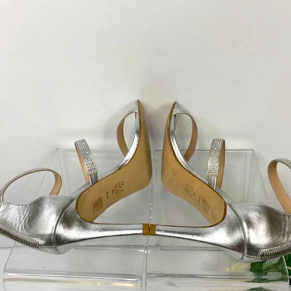 Pelle Moda Dalia 2 Silver Ankle Strap Embellished Bling occasion  Heels  8.5‎